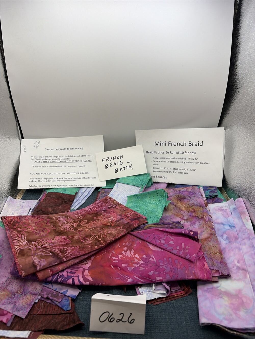 Batik Fabric Scraps And Strips For Mini French Braid Quilting. Multiple Colors